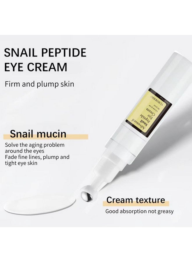 Snail Peptide Eye Cream Nonsticky Snail Mucin Eye Care Hydrating Essence With 360° Massage Ball For Reducing Dark Circles/Puffiness/Fine Lines Moisturizing Firming Adding Skin Elasticity