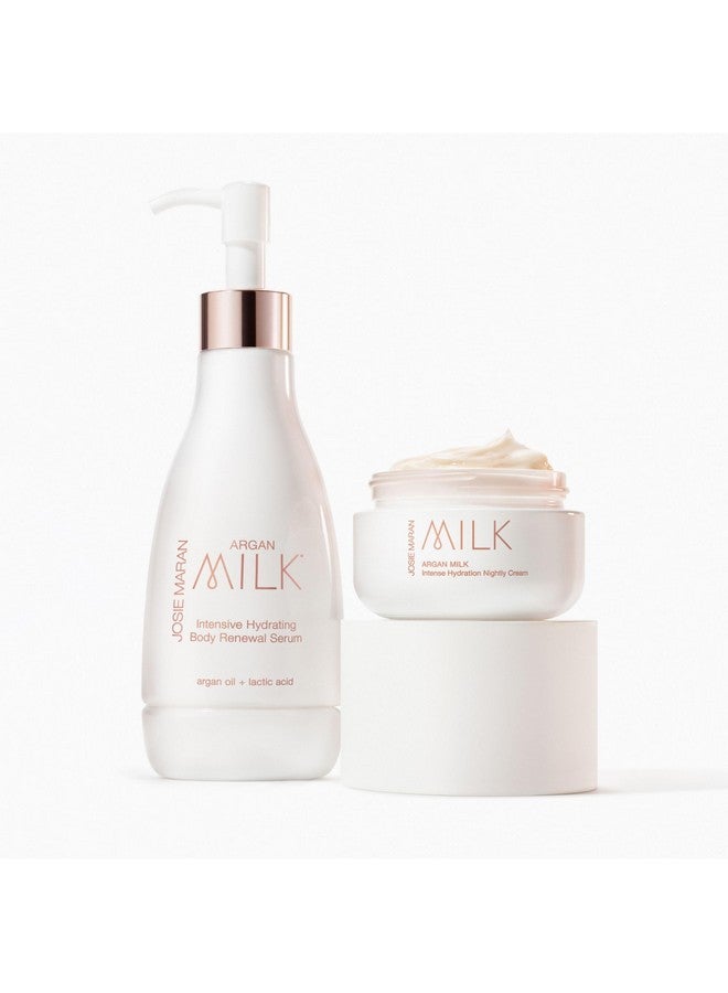 Argan Milk Intense Hydration Body Care Set Hydrating Body Serum + Night Cream With A Lightweight Texture Fastabsorbing Skin Care Set With 100% Pure Argan Oil (2 Piece Set)