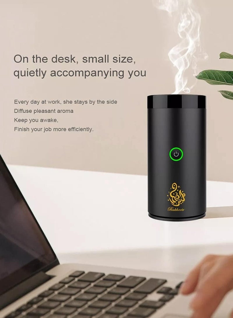 Car Bukhoor USB Type C Power Bakhoor Rechargeable Electric Mini Portable Incense Burner Black For Car Home USB Rechargeable