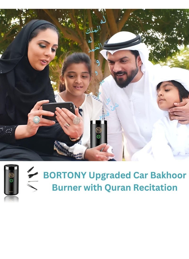 Car Bakhoor with Quran Speaker - Portable Arabian Electronic Aromatherapy Incense Burner, Rechargeable USB-C Quran Speaker, Ramadan Aroma Diffuser