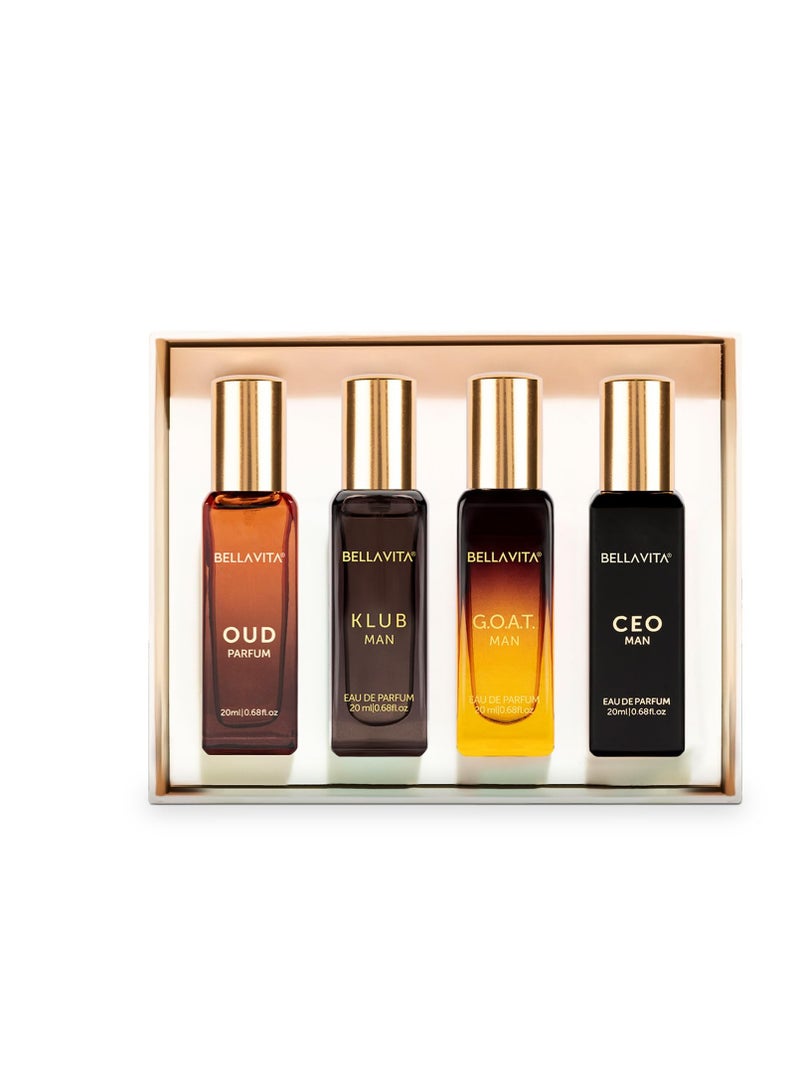 Men's Luxury Perfume Gift Set (4 x 0.68 fl. oz.) | Father's day Gifts | Klub, Oud, CEO, Goat Perfume | Masculine, Woody, Citrusy, Aromatic perfumes for men