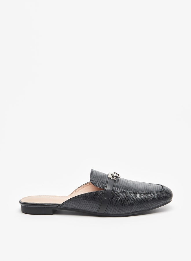 Women's Textured Slip-On Mules with Metal Accent