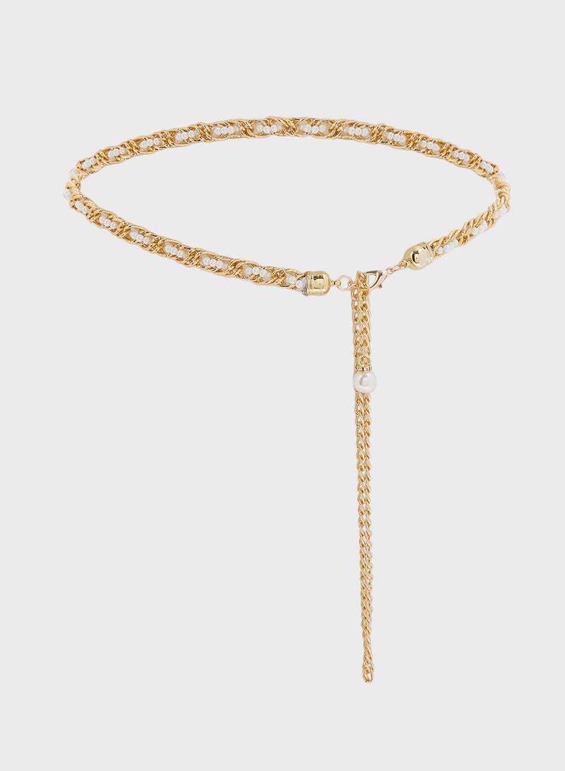 Pearl Detail Chain Belt