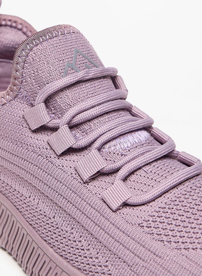 Mesh Textured Walking Shoes with Lace-Up Closure
