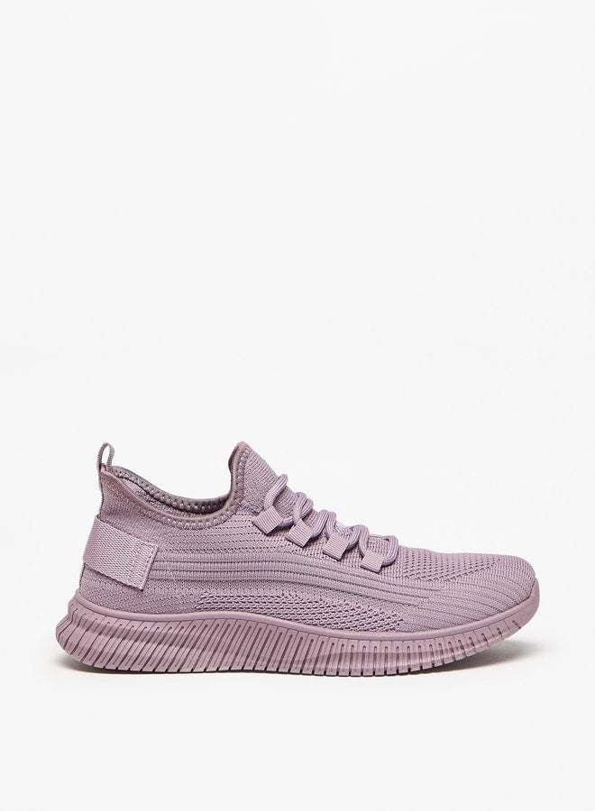 Mesh Textured Walking Shoes with Lace-Up Closure