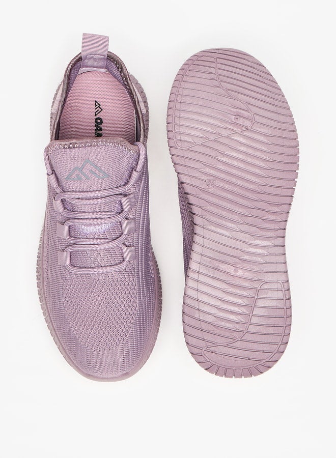 Mesh Textured Walking Shoes with Lace-Up Closure