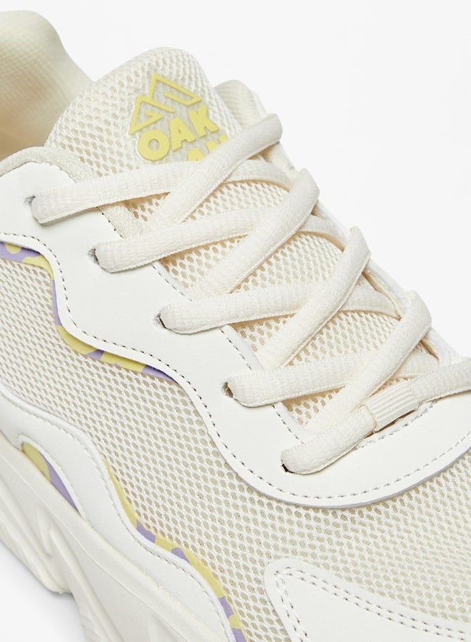 Panelled Lace-Up Sports Shoes