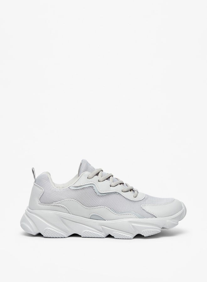 Textured Lace-Up Sports Shoes
