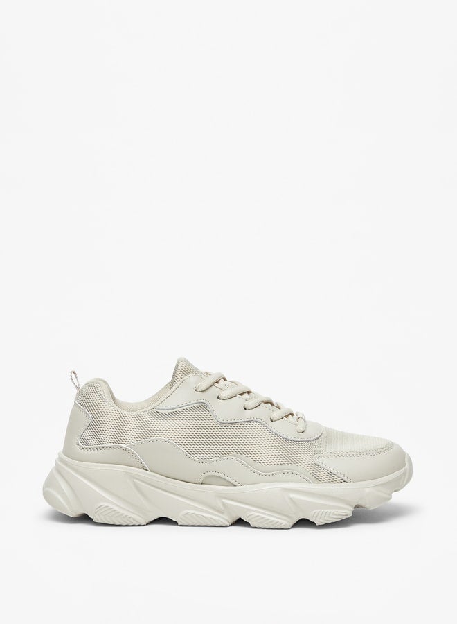 Textured Lace-Up Sports Shoes
