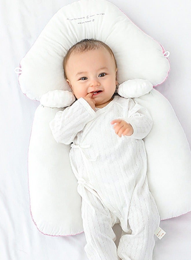 Baby Soothing Shaping Pillow To Prevent Head Tilt And Correct Sleeping Artifact (Cloud Pillow Pink Letters + Drawstring + Soothing Column)