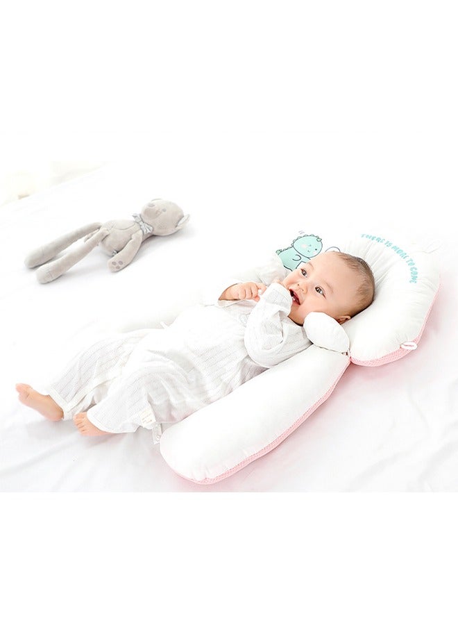 Baby Soothing Shaping Pillow To Prevent Head Tilt And Correct Sleeping Artifact (Cloud Pillow Pink Letters + Drawstring + Soothing Column)