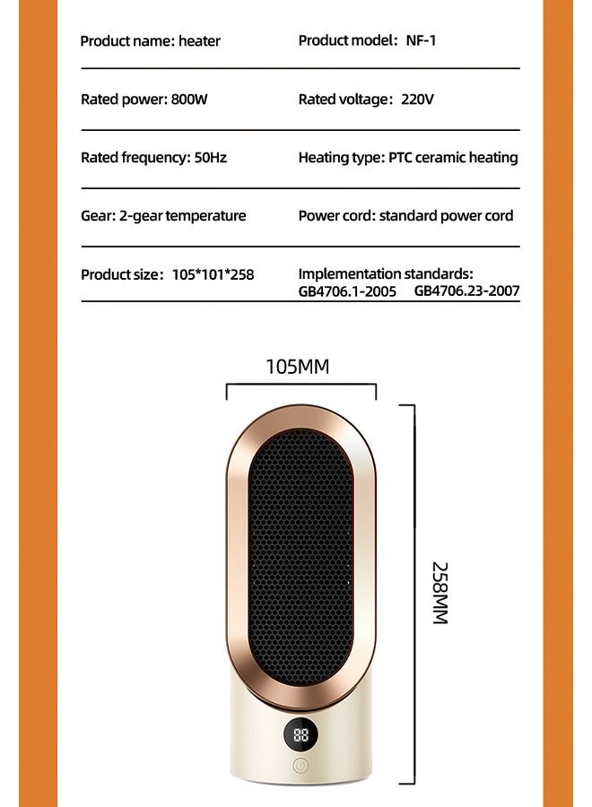 Desktop Ceramic PTC Heater – 800W Home Foot Warmer with Intelligent Constant Heating