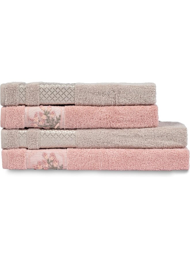 Turkish Towels 100% Genuine Luxury Cotton 2 Large Bath Towels & 2 Hand Towels, Super Soft & Extra Absorbent