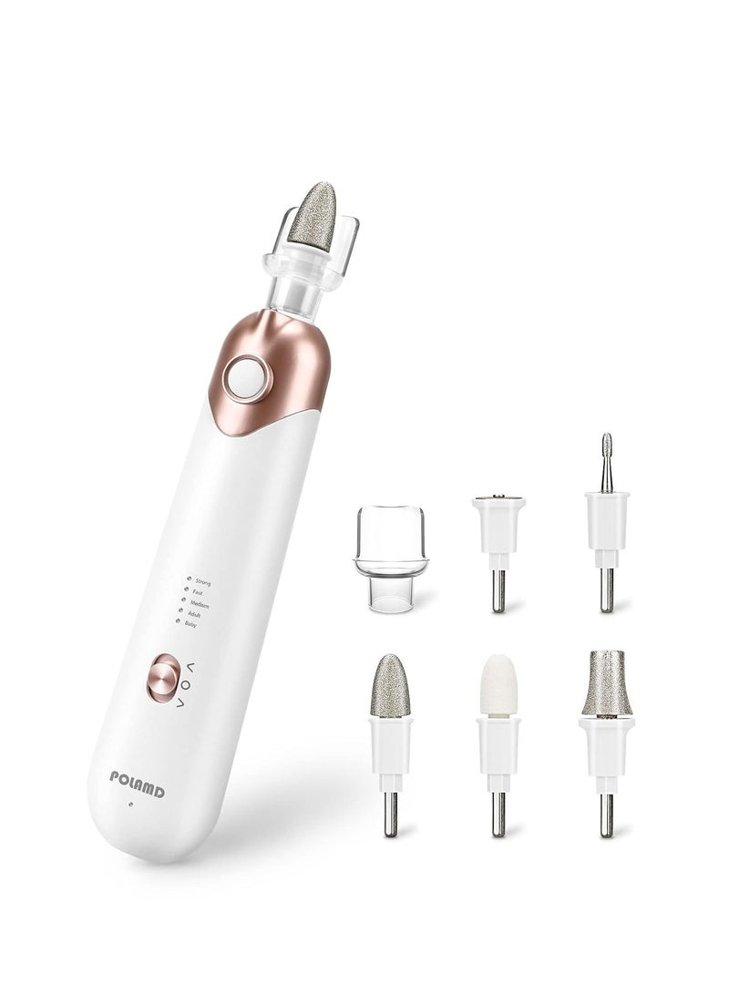 Professional Manicure Pedicure Kit, Electric Nail File Set, Cordless Electric Nail Drill Machine, 5 Speeds Hand Foot Care Tool for Nail Grind Trim Polish(White)