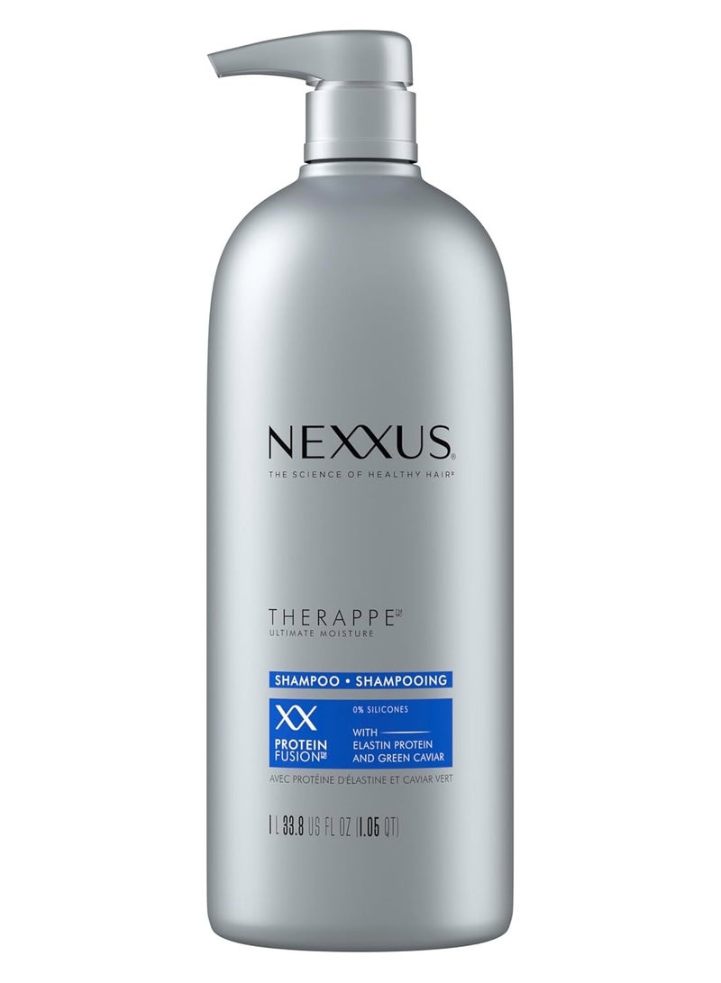 Nexxus Therappe Moisturizing Shampoo Ultimate Moisture for Dry Hair Silicone-Free, Moisturizing ProteinFusion with Elastin Protein and Green Caviar 33.8 oz