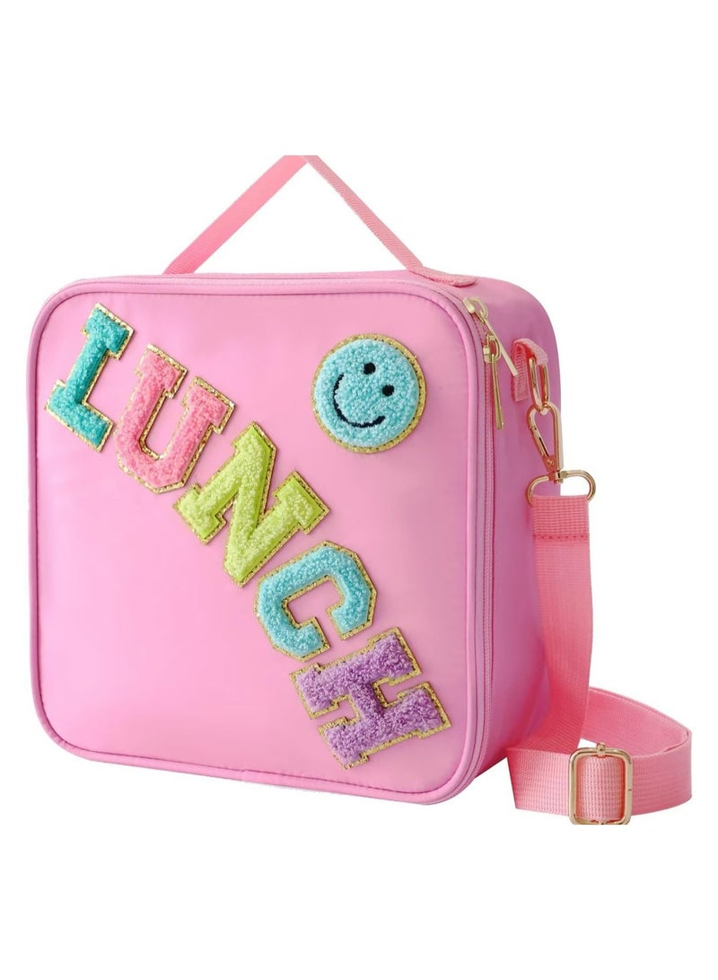 Pink insulated lunch bag - reusable, suitable for students' extracurricular activities, office work, etc