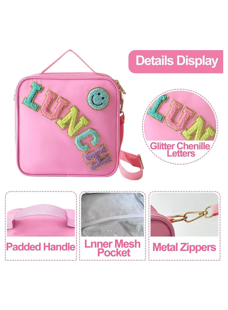 Pink insulated lunch bag - reusable, suitable for students' extracurricular activities, office work, etc