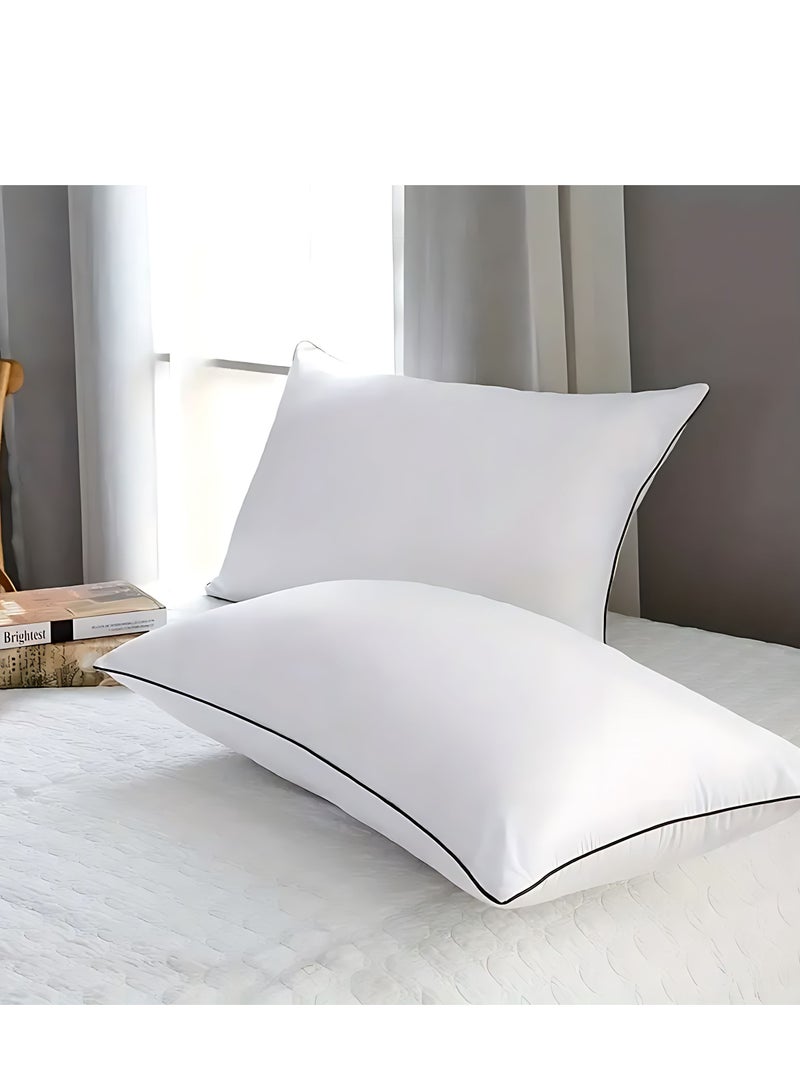 Feather Bed Pillow Luxurious Comfort with Goose Feather and 100% Cotton Fabric, (White, Size 50x70 CM)