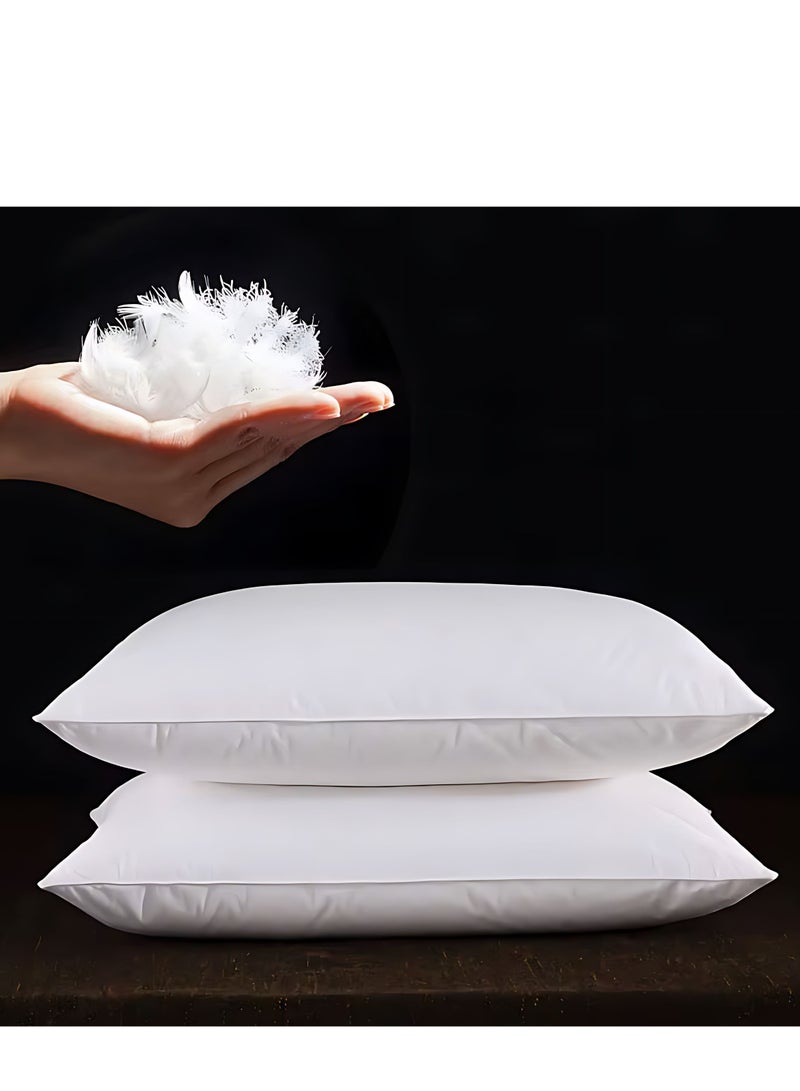 Feather Bed Pillow Luxurious Comfort with Goose Feather and 100% Cotton Fabric, (White, Size 50x70 CM)