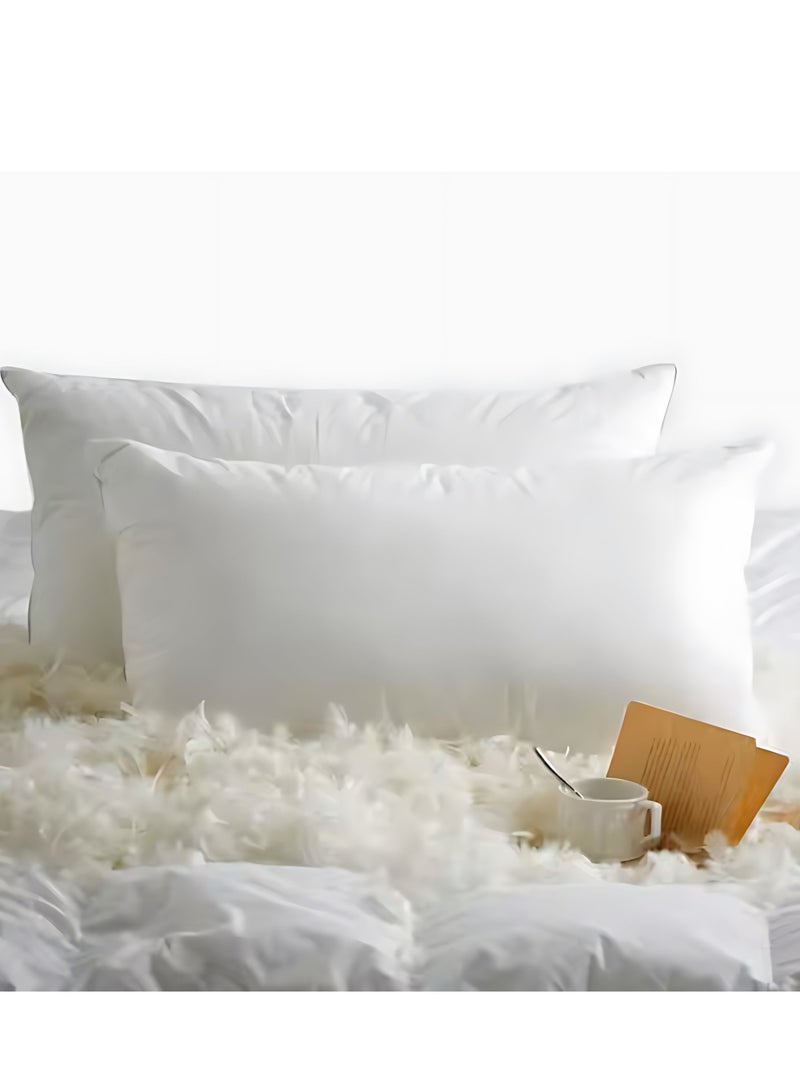 Feather Bed Pillow Luxurious Comfort with Goose Feather and 100% Cotton Fabric, (White, Size 50x70 CM)