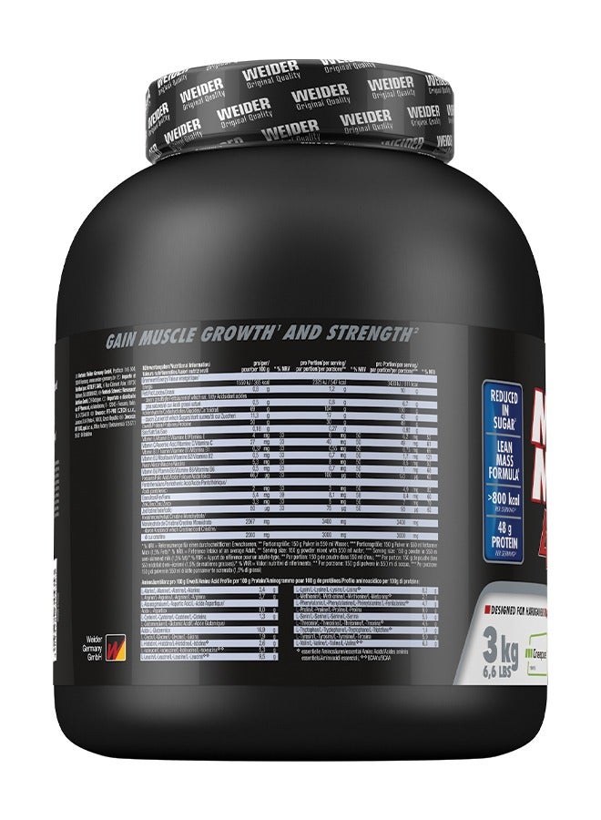 Mega Mass 4000 Weight Gainer Shake with Protein, Creapure Creatine Monohydrate, Complex Carbohydrates, Vitamins and Minerals - Muscle Building Shake, 3 kg (Vanilla)