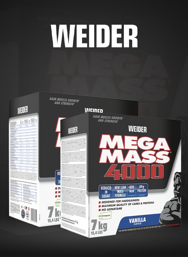 Mega Mass 4000 - Vanilla,7kg, 49g Protein, High-Calorie Mass Gainer for Muscle Growth