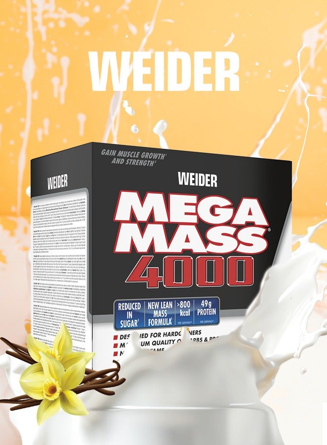 Mega Mass 4000 - Vanilla,7kg, 49g Protein, High-Calorie Mass Gainer for Muscle Growth