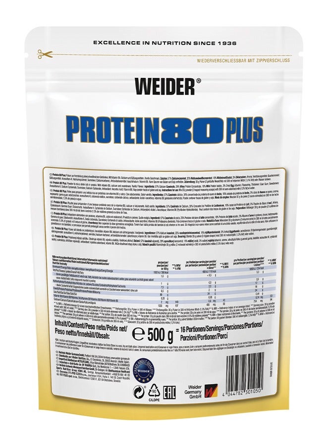 Protein 80 Plus - 500g, Vanilla Flavor - Premium Multi-Component Protein Powder for Muscle Growth and Recovery