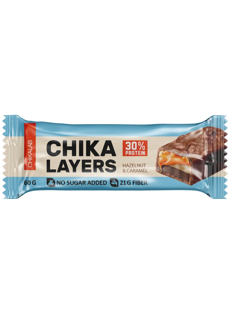 Layers Chocolate Protein Bar With Hazelnut And Caramel No Sugar Added 12x60g