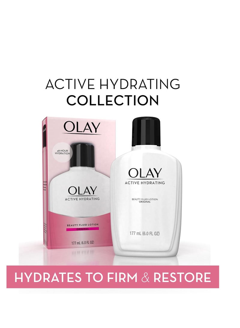 Olay Face Moisturizer, Active Hydrating Beauty Fluid Lotion, Original Facial Moisturizer, 4 Oz. (Pack of 2)