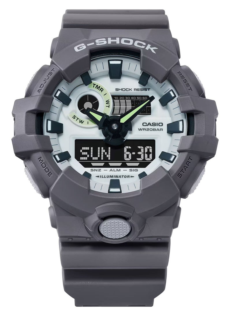 Analog-Digital Men's Resin Band Wrist Watch Grey GA-700HD-8ADR