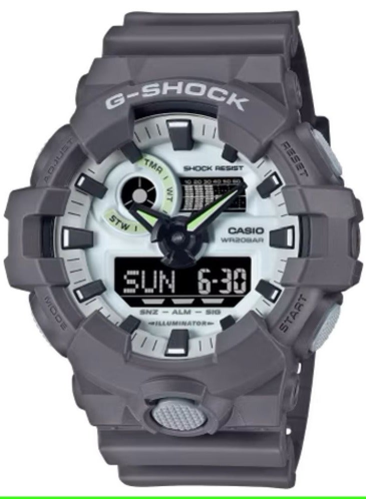Analog-Digital Men's Resin Band Wrist Watch Grey GA-700HD-8ADR