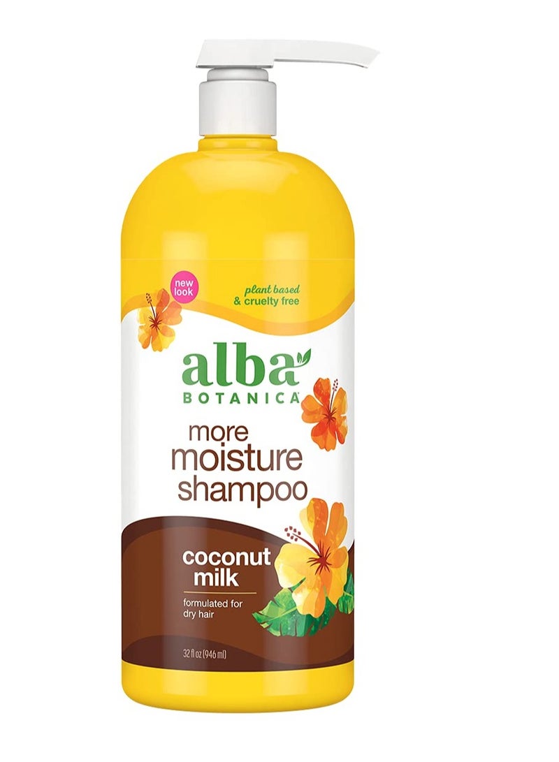Alba Botanica More Moisture Shampoo, Coconut Milk, 32 Oz