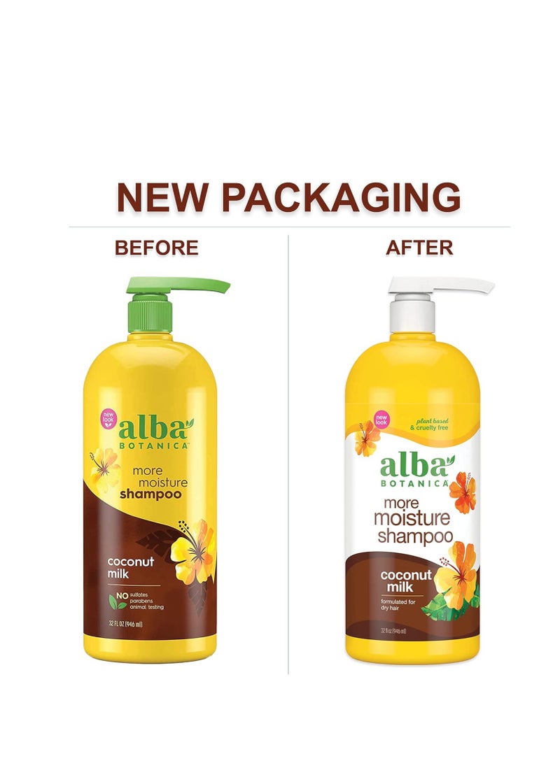 Alba Botanica More Moisture Shampoo, Coconut Milk, 32 Oz