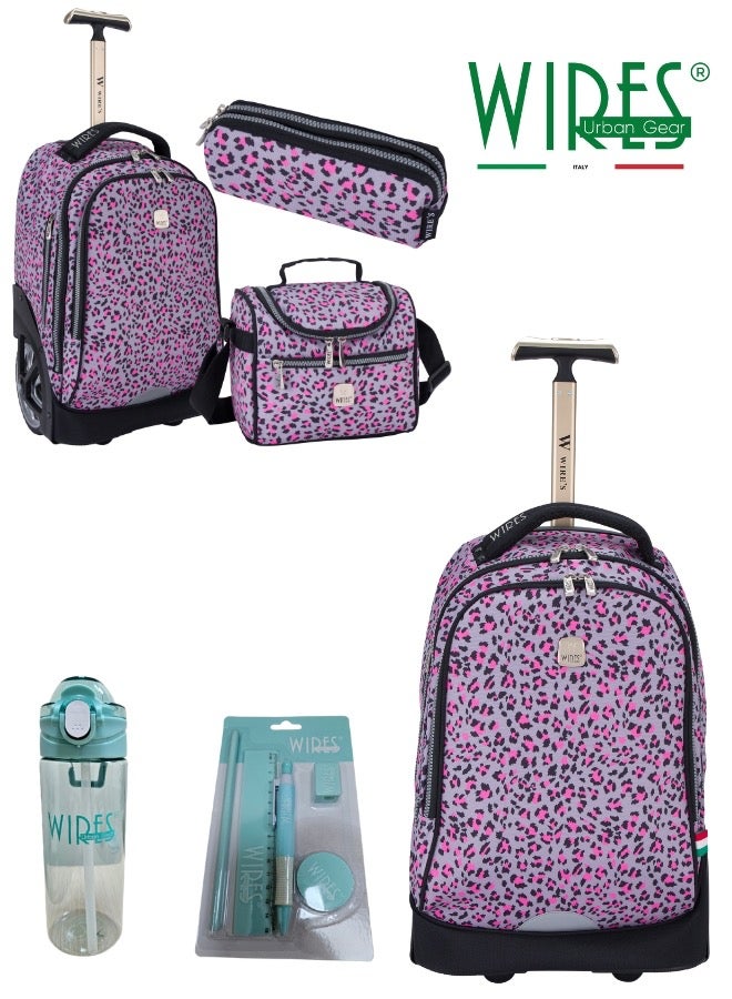 Kids School Trolley Bag laptop compartment Big Wheels With Lunch bag & Pencil Case