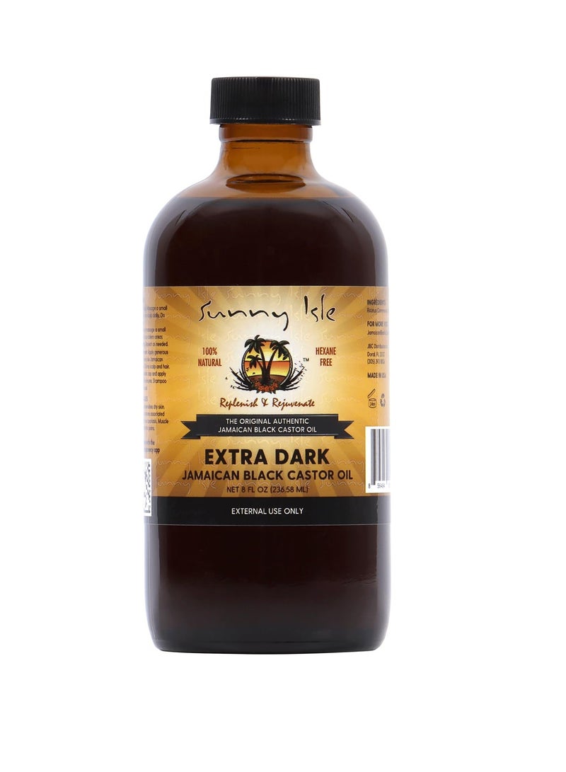 Sunny Isle Extra Dark Jamaican Black Castor Oil, 8 fl. oz. | 100% Natural High Potency Treatment for Hair, Scalp