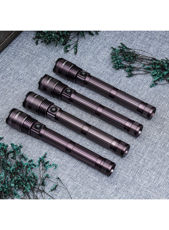 Zoomable LED Flashlight Pack of 4 | 20W Laser High-Power LEDs| 6000mAh Battery10 Hours Continuous Working with Aluminum Alloy Housing| Type C Charging GFL4639 Black 29cm