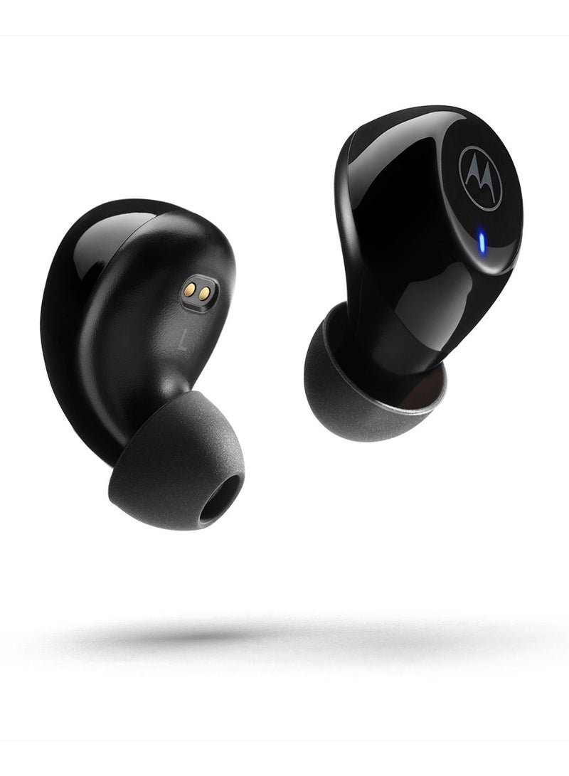 Moto Buds 105 Black - True Wireless Bluetooth Earbuds with Touch & Voice Controls and Fast pair - 21HR Playtime, IPX5 Water-Resistant, Lightweight ergonomic design, ENC mic Jet Black