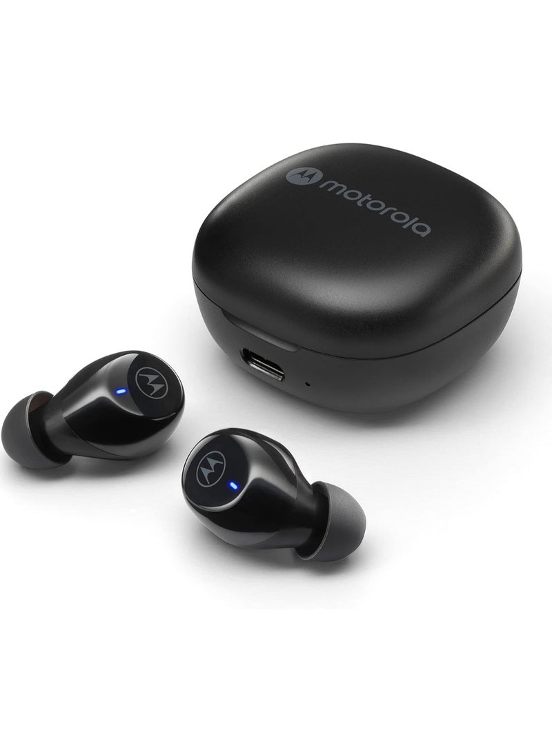 Moto Buds 105 Black - True Wireless Bluetooth Earbuds with Touch & Voice Controls and Fast pair - 21HR Playtime, IPX5 Water-Resistant, Lightweight ergonomic design, ENC mic Jet Black