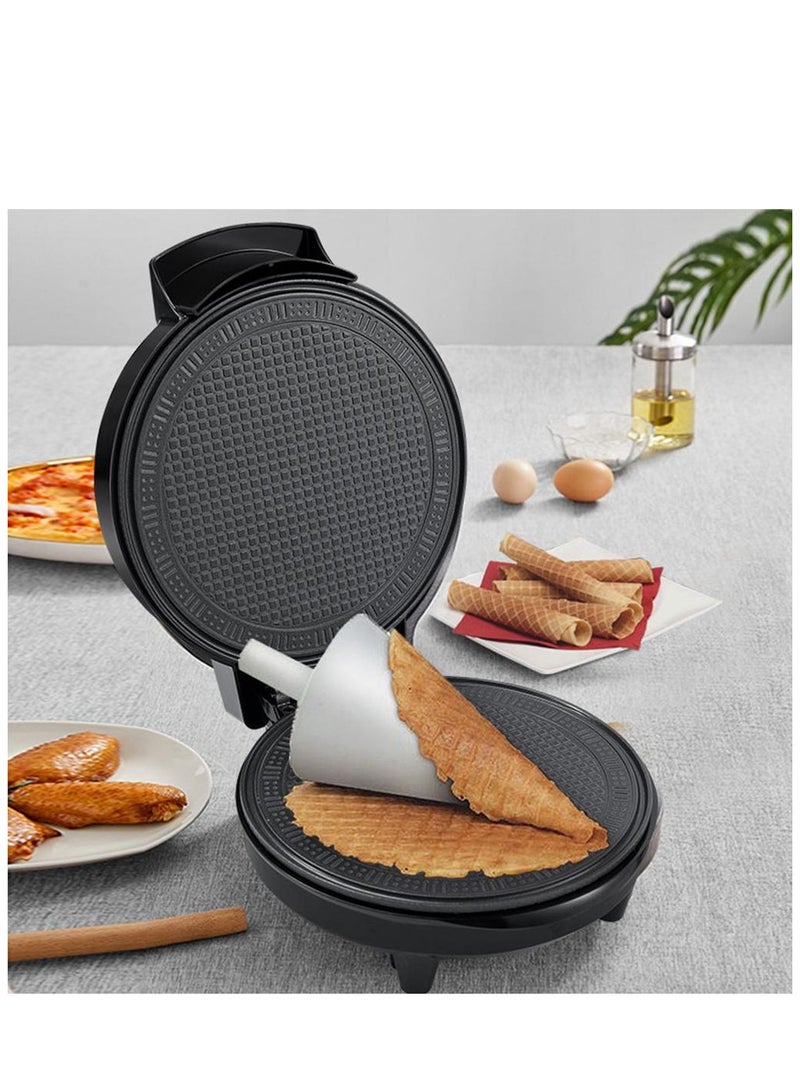 Electric Egg Roll Machine Waffle Cone Maker 750W Non Stick Ice Cream Cone Baking Iron Quick Heat Up Homemade Ice Cone and Crispy Egg Roll Machine Easy to Clean Dessert Maker for Kitchen