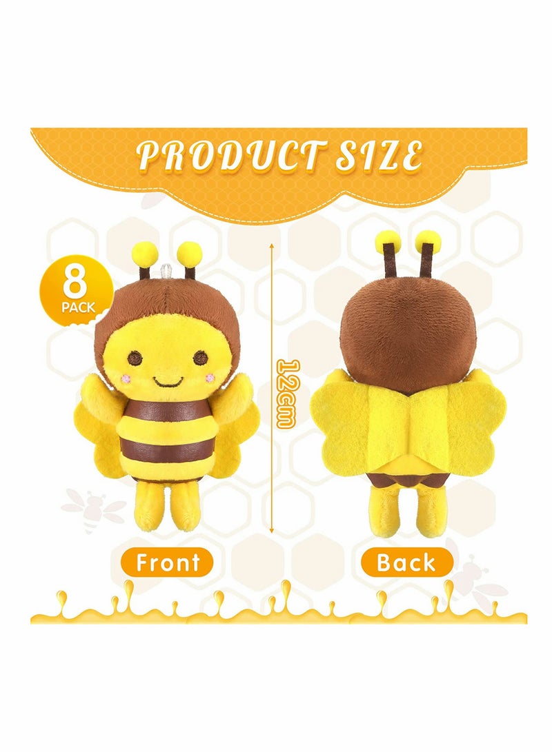 8 Pcs 5 Inch Cute Plush Bees Soft Stuffed Honey Bee Toys Perfect For Baby Showers Birthday Parties Decor