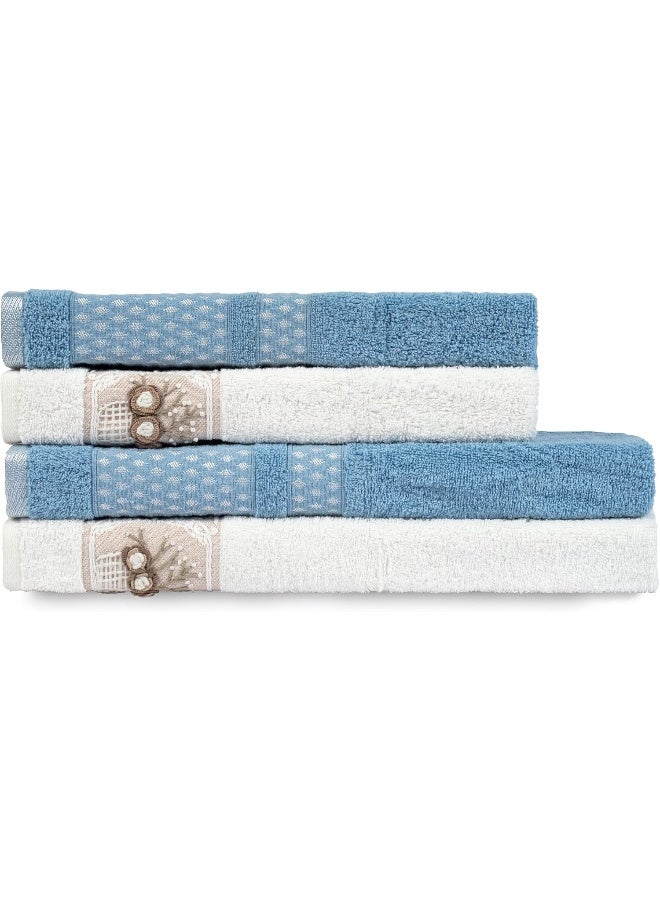 Turkish Towels 100% Genuine Luxury Cotton 2 Large Bath Towels And 2 Hand Towels, Super Soft And Extra Absorbent