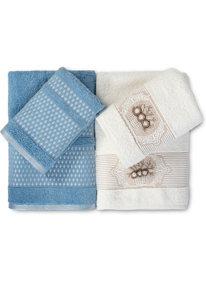 Turkish Towels 100% Genuine Luxury Cotton 2 Large Bath Towels And 2 Hand Towels, Super Soft And Extra Absorbent