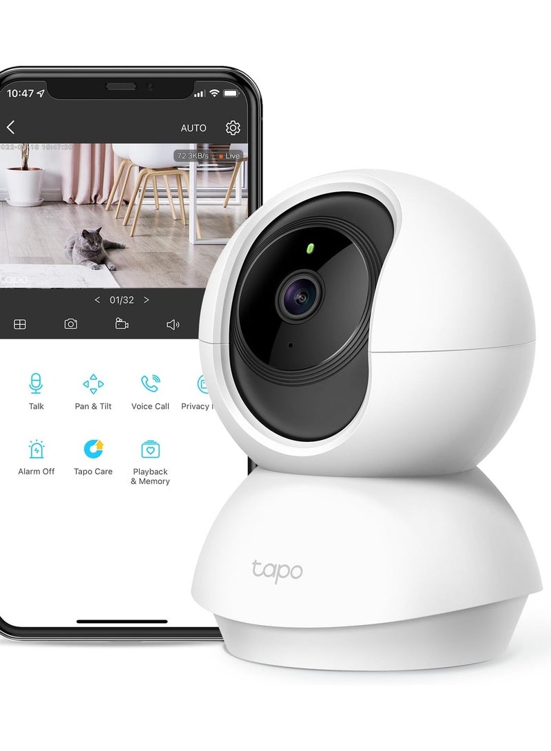 TP-Link Tapo Pan/Tilt Security Camera for Baby Monitor, Pet Camera w/Motion Detection, 1080P, 2-Way Audio, Night Vision, Cloud & SD Card Storage, Works with Alexa & Google Home (Tapo C200)