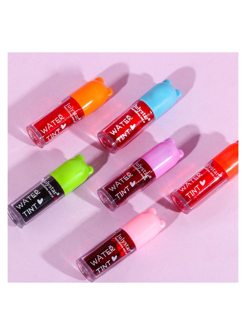 Moisturizing Fruit Lip Tint Stain Set 6 Vibrant Colors Long Lasting Non Sticky Matte Finish for Lips and Cheeks