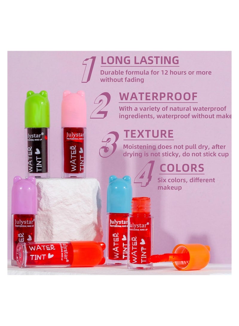 Moisturizing Fruit Lip Tint Stain Set 6 Vibrant Colors Long Lasting Non Sticky Matte Finish for Lips and Cheeks