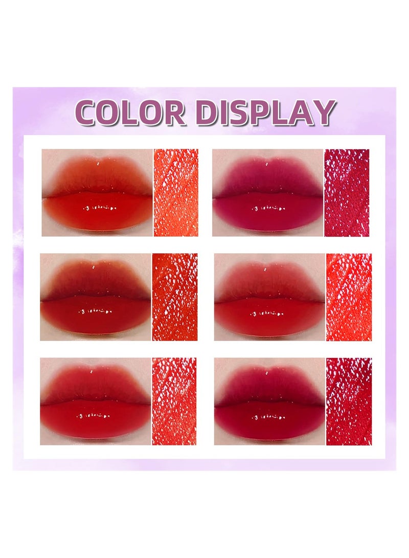 Moisturizing Fruit Lip Tint Stain Set 6 Vibrant Colors Long Lasting Non Sticky Matte Finish for Lips and Cheeks