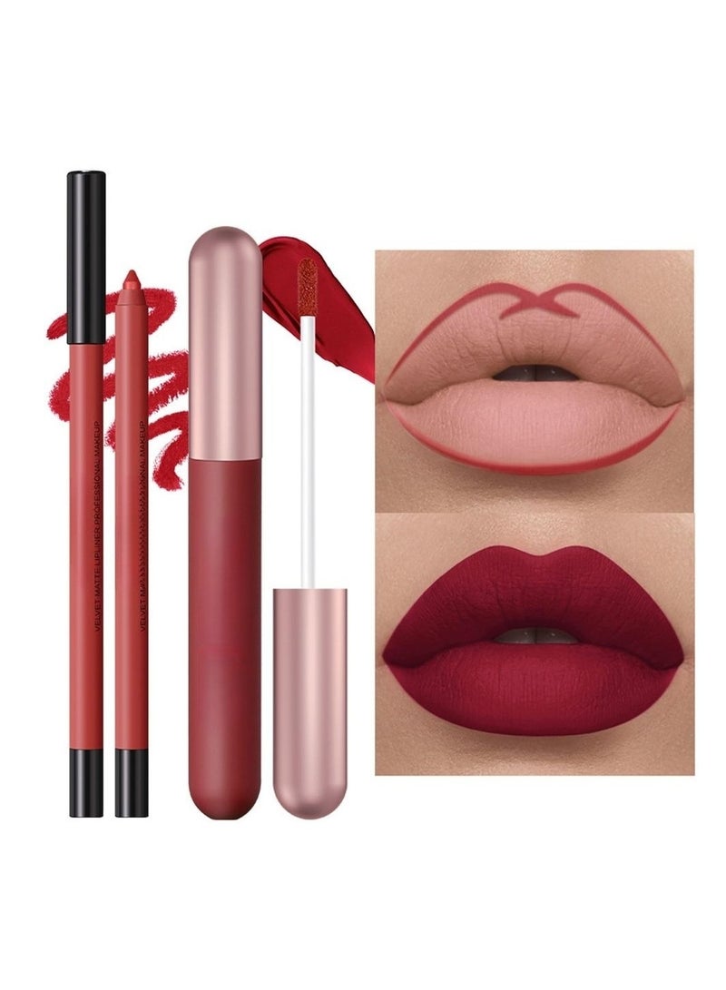 12PCS Matte Lip Gloss and Liner Set Waterproof Long Lasting Lip Makeup Gift for Women and Girls Non Stick and Smudge Proof