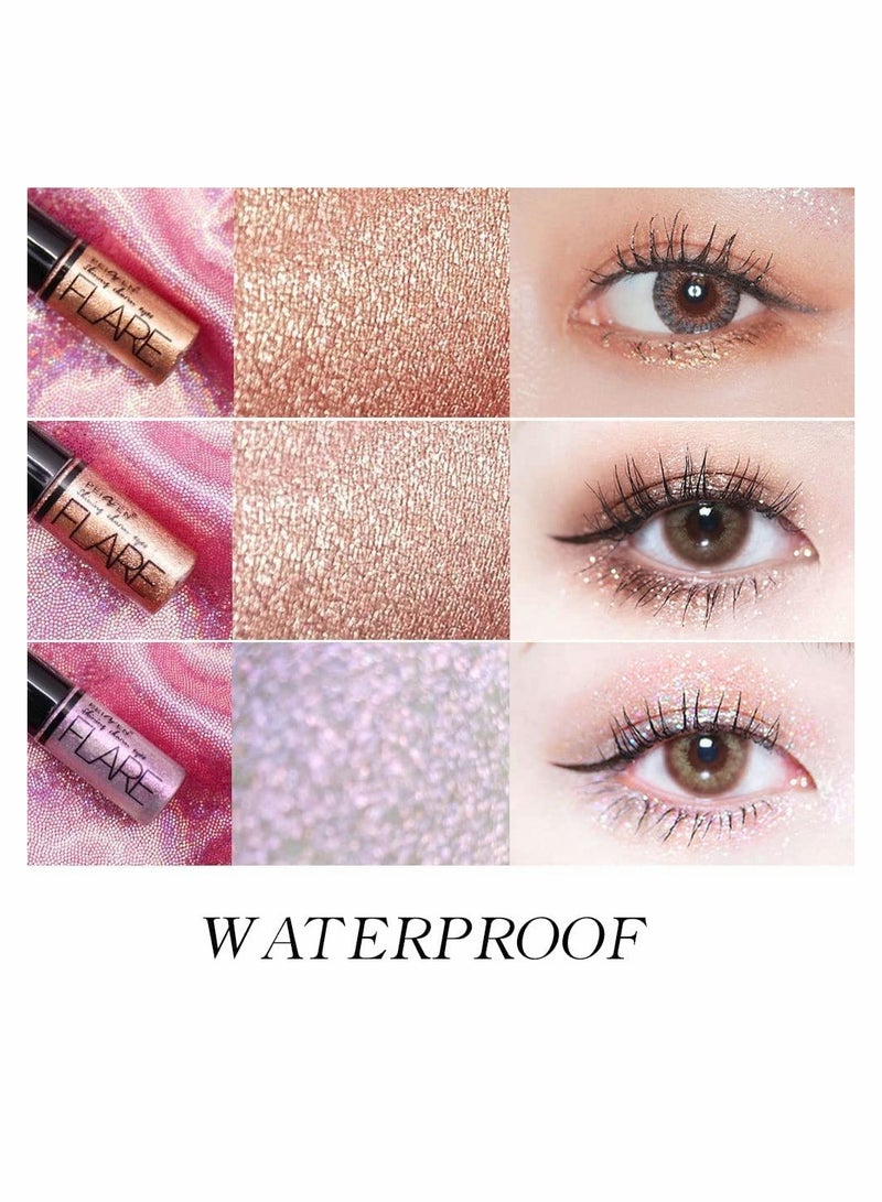 Waterproof Colorful Liquid Glitter Eyeshadow & Eyeliner Set - 10Pcs Long-Lasting Sparkle Makeup for Stunning Eyes