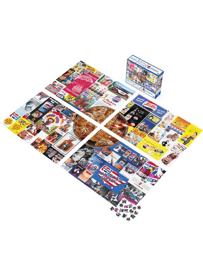 Pepsi, 4 Puzzle Multipack, 500 Pieces Combine to Form Novelty Soda Beverage Mega Puzzle